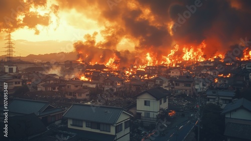 巨大地震による日本家屋の倒壊 photo