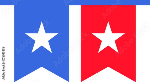 Vector illustration of a flag garland from the collection of American flag-themed icons. A celebration of American culture and identity. Independence Day celebrations, a decorative element in an Ameri