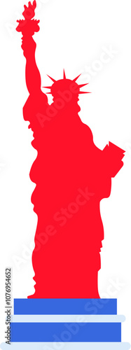 Vector illustration of the Statue of Liberty Silhouette from the collection of American flag-themed icons. A celebration of American culture and identity. Independence Day celebrations, a decorative e