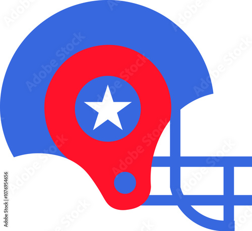 Vector illustration of baseball helmet from the collection of American flag-themed icons. A celebration of American culture and identity. Independence Day celebrations, a decorative element in an Amer