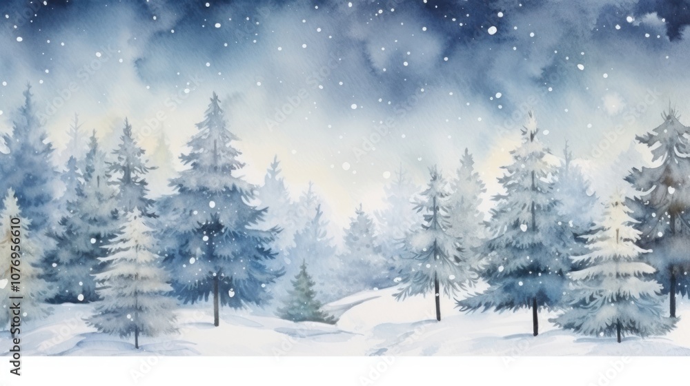 Fototapeta premium Snowy christmas wallpaper landscape outdoors winter.