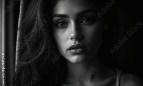 Intense portrait of a young woman photo