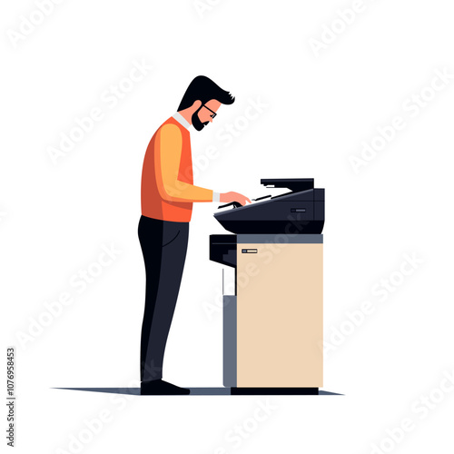 using photocopier machine printer modern office illustration