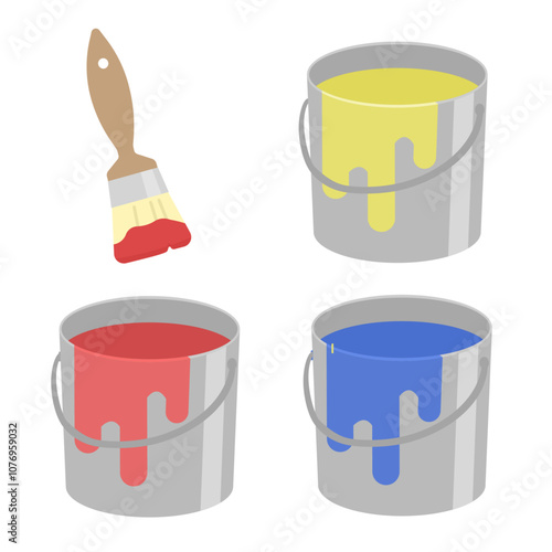 ペンキとハケのイラスト