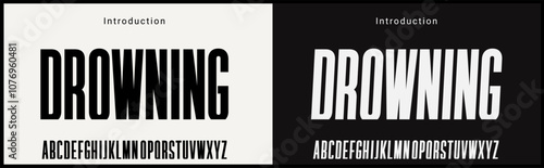 condensed sans serif typeface. Alphabet vector font with minimalist typography.