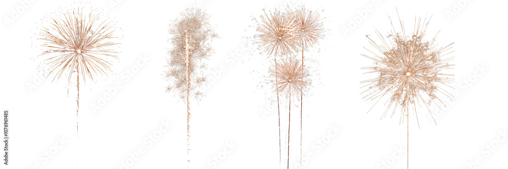 Obraz premium Set of a Fireworks isolated on a transparent background, PNG file
