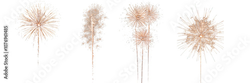 Set of a Fireworks isolated on a transparent background, PNG file