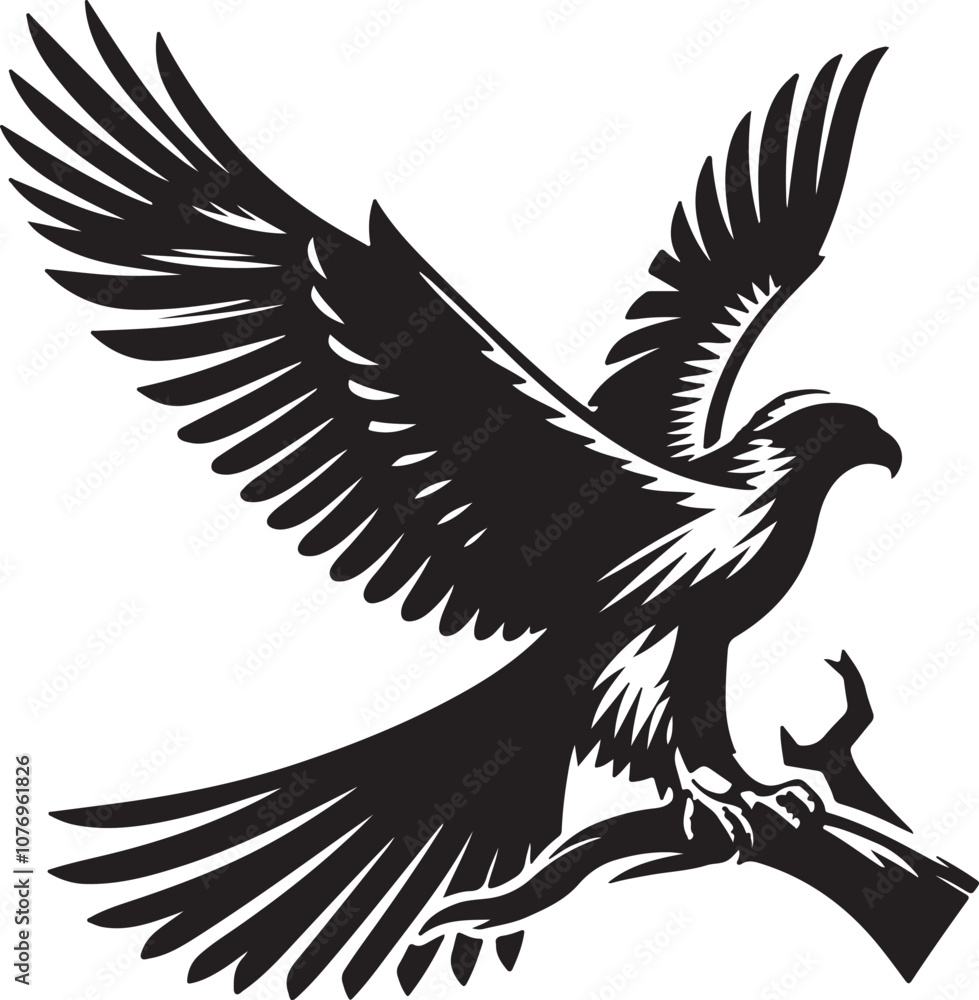 Fototapeta premium Falcon Silhouette Vector Art on White Background - Majestic Bird of Prey Icon Design 