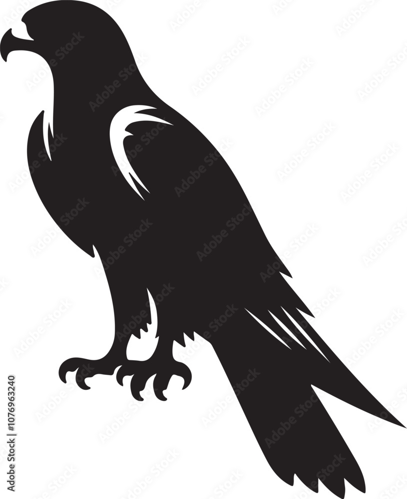 Fototapeta premium Falcon Silhouette Vector Art on White Background - Majestic Bird of Prey Icon Design 