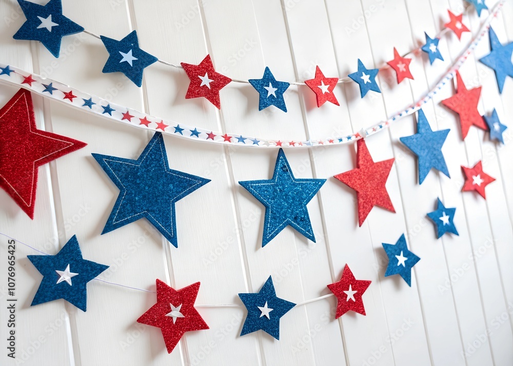 Obraz premium Red, White, and Blue Star Garland Decoration