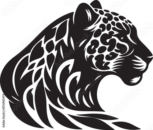 Jaguar Silhouette Vector Art on White Background - Powerful Wild Cat Icon Design

