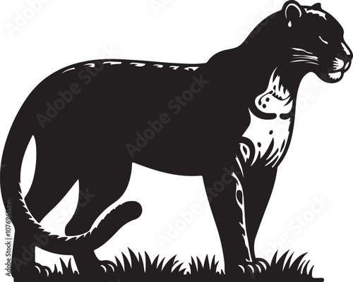 Jaguar Silhouette Vector Art on White Background - Sleek Wild Cat Icon Design

