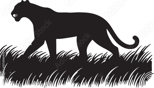 Jaguar Silhouette Vector Art on White Background - Sleek Wild Cat Icon Design

