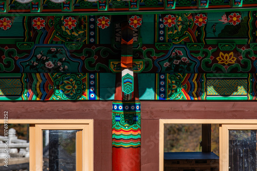 the exterior of the Buddhist temple building photo