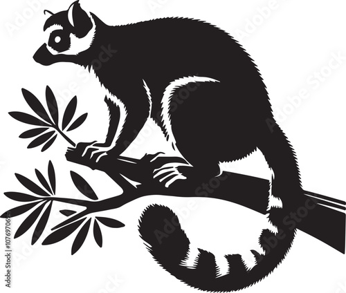 Lemur Silhouette Vector Art on White Background - Playful Primate Icon Design

