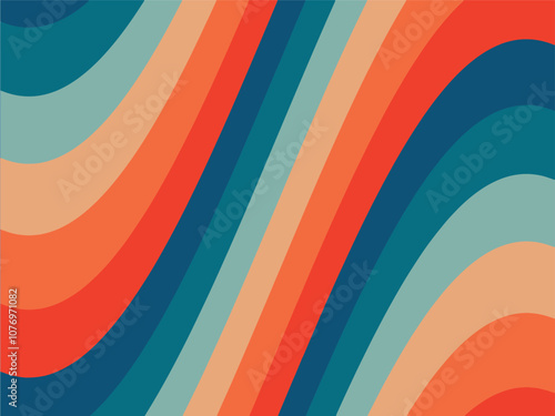 Vintage retro groove background with swirling rays. vector illustration. The pattern is in the style of the seventies and sixties. Hippie style design