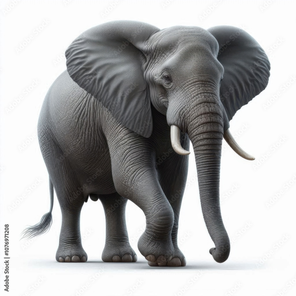 Obraz premium Asian Elephant is isolated on a White background 2