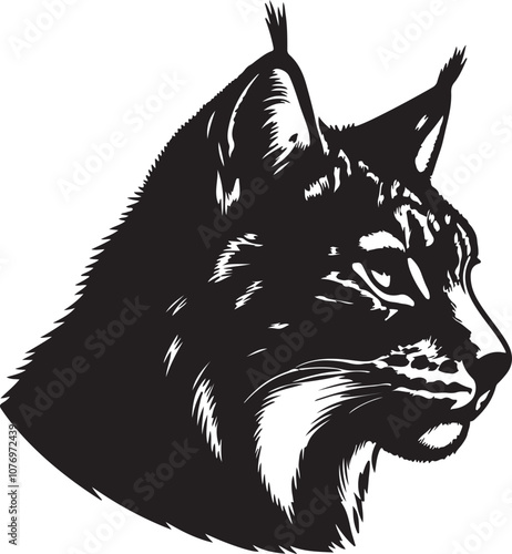 Lynx Silhouette Vector Art on White Background - Stealthy Wild Cat Icon Design

