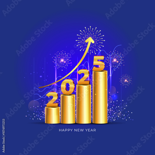 Business trade growth and celebration concept for 2025 new year.