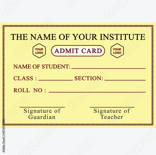 Admit card design, Student admit card 