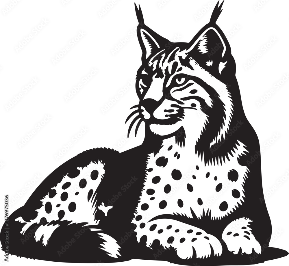 Obraz premium Lynx Silhouette Vector Art on White Background - Stealthy Wild Cat Icon Design