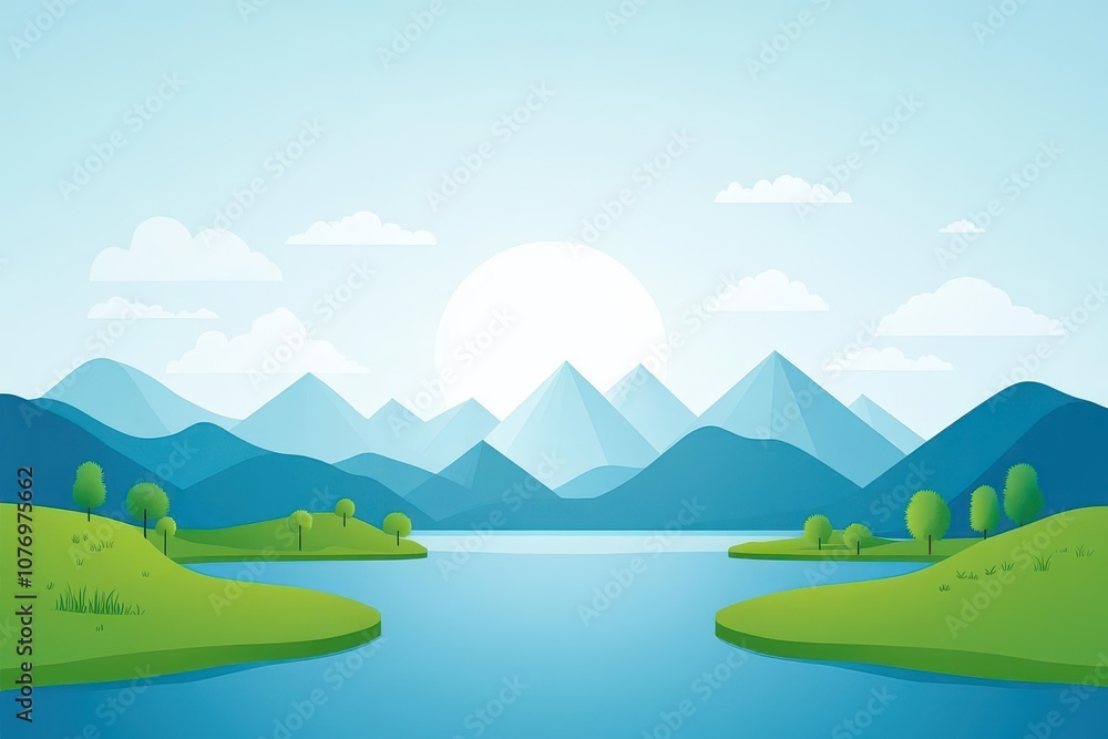 Obraz premium Clean water initiative, river and lake preservation, flat design illustration