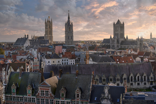 Ghent skyline, Flanders, Belgium photo