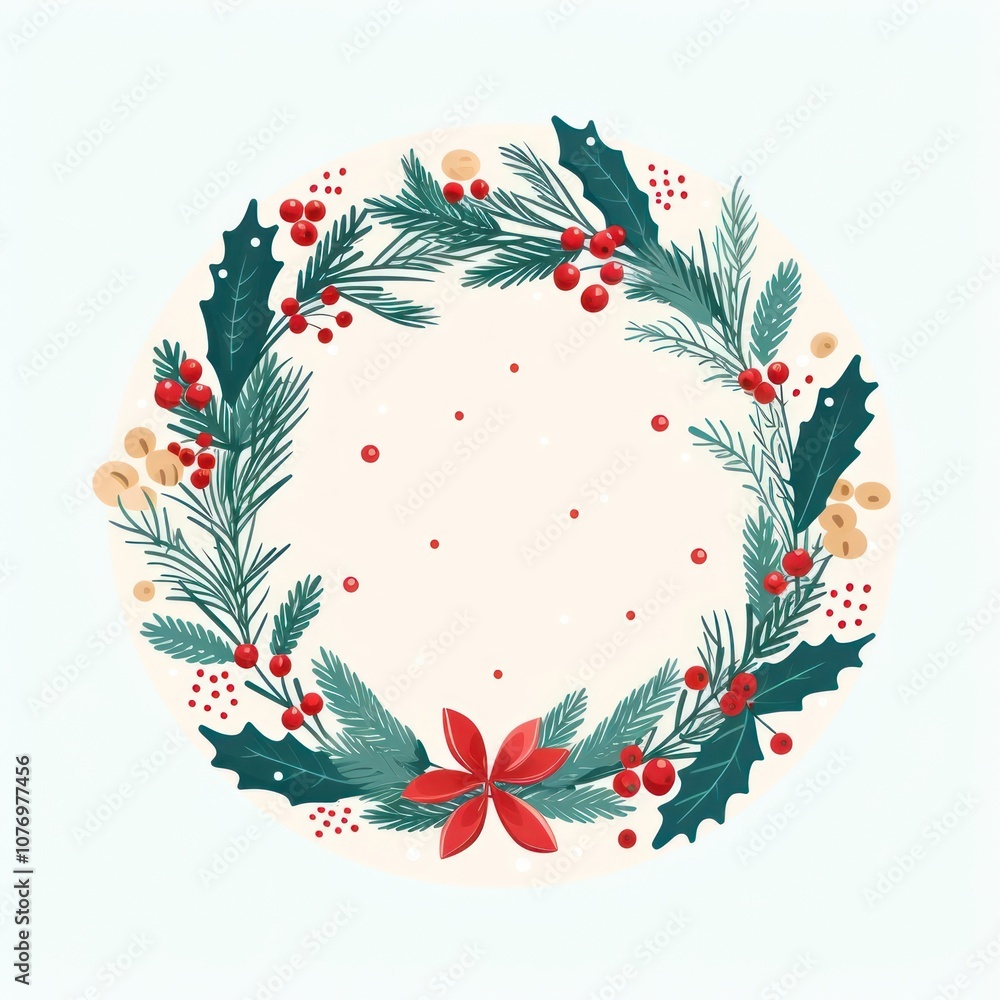 Naklejka premium Christmas wreath pattern plant leaf.
