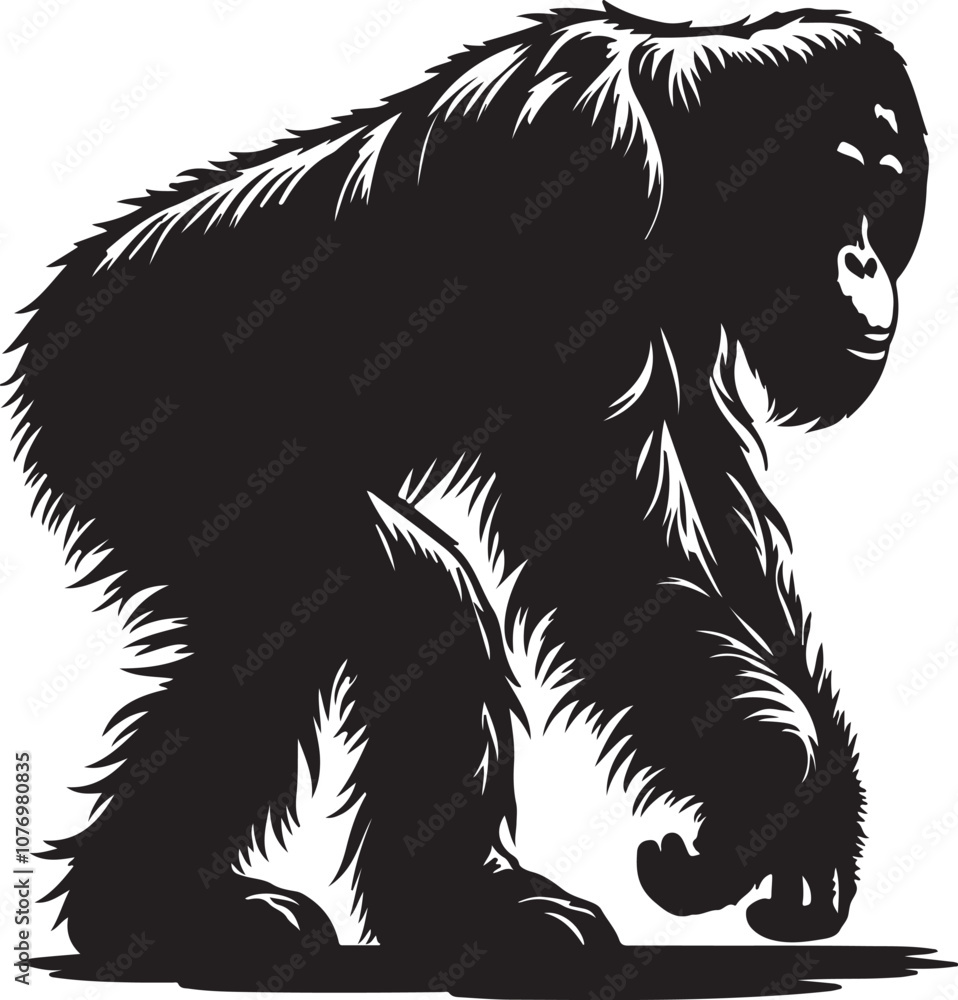 Obraz premium Orangutan Silhouette Vector Art on White Background - Majestic Primate Icon Design
