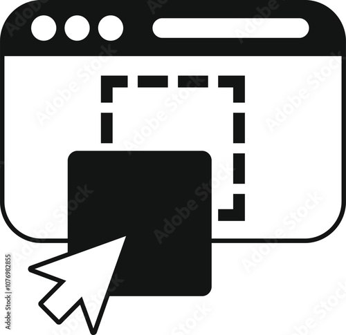 Resizing tool within webpage interface, featuring mouse cursor actively dragging and dropping element, enhancing user interaction and customization