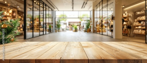 Wallpaper Mural Rustic wooden table in focus, blurred background, warm tones, perfect for cozy kitchen or dining room setting. Torontodigital.ca
