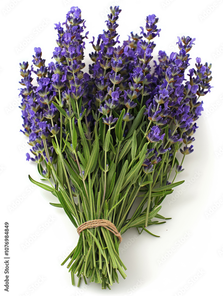 Fototapeta premium A beautiful bunch of fresh lavender on a pristine white background