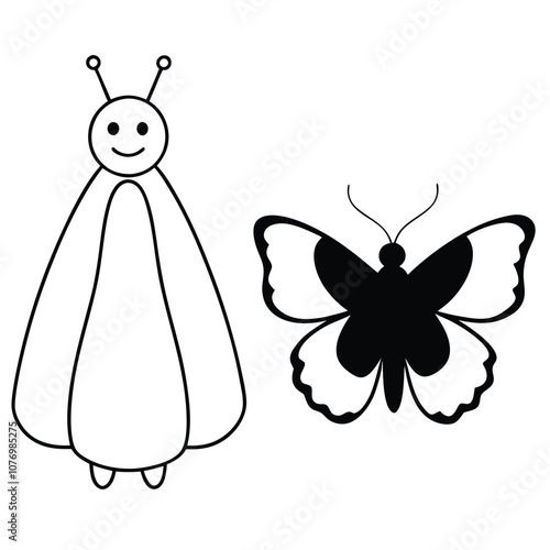 Queen Butterfly vector illustrations on a white background.