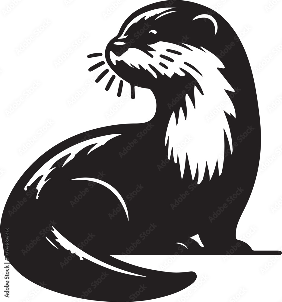 Fototapeta premium Otter Silhouette Vector Art on White Background - Playful Aquatic Animal Icon Design