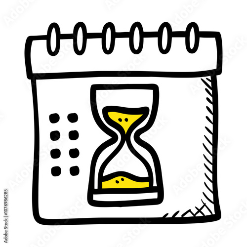 Black and yellow doodle icon of countdown timer, perfect for New Year's Eve excitement