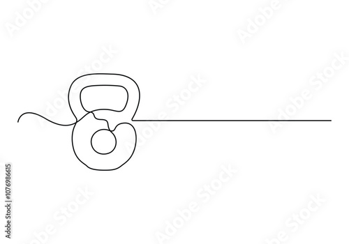 Continuous one line drawing of kettlebell. Single line drawing background. Kettlebell one line icon. Vector illustration