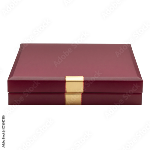 Elegant burgundy gift box with gold accent for special occasions, perfect for packaging presents or keepsakes photo