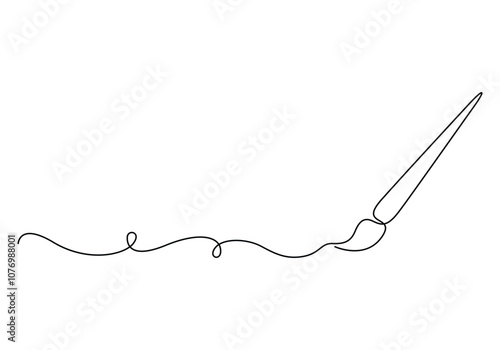 Paintbrush continuous one line drawing vector illustration