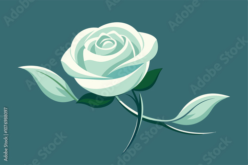 Delicate White Rose Swaying in the Breeze - Serene and Graceful Vector Art