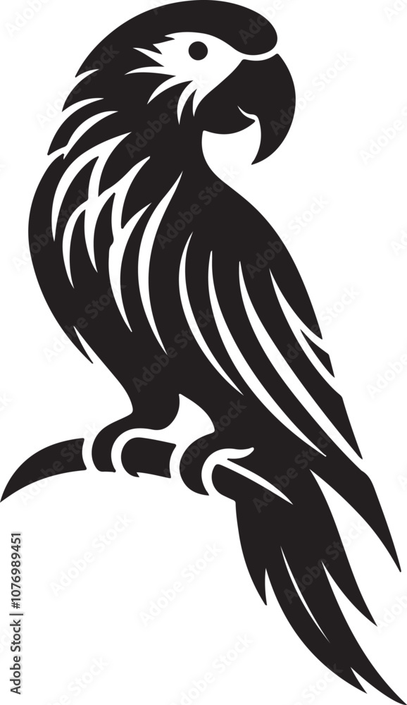 Obraz premium Parrot Silhouette Vector Art on White Background - Vibrant Tropical Bird Icon Design