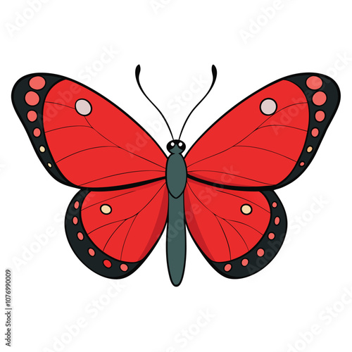 Red Admiral butterfly vector illustrations on a white background.