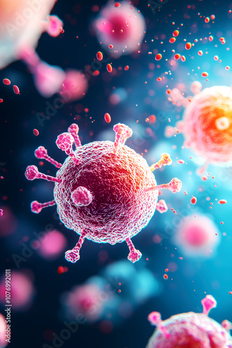 A depiction of human immune cells being enhanced by low-dose radiation therapy photo