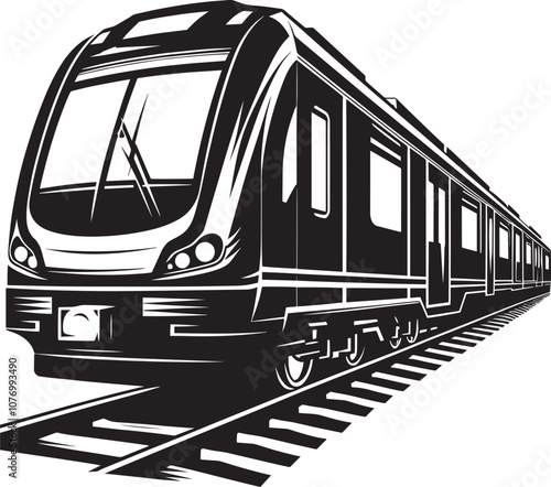 Modern train vehicle silhouette vector illustration isolated on a white background