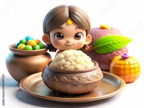 Pongal Sweets Macro Shot Traditional Textures Colors Sakkarai Pongal Sweet Rice Captured Realistic Environment Copy Space Photo Stock Concept photo