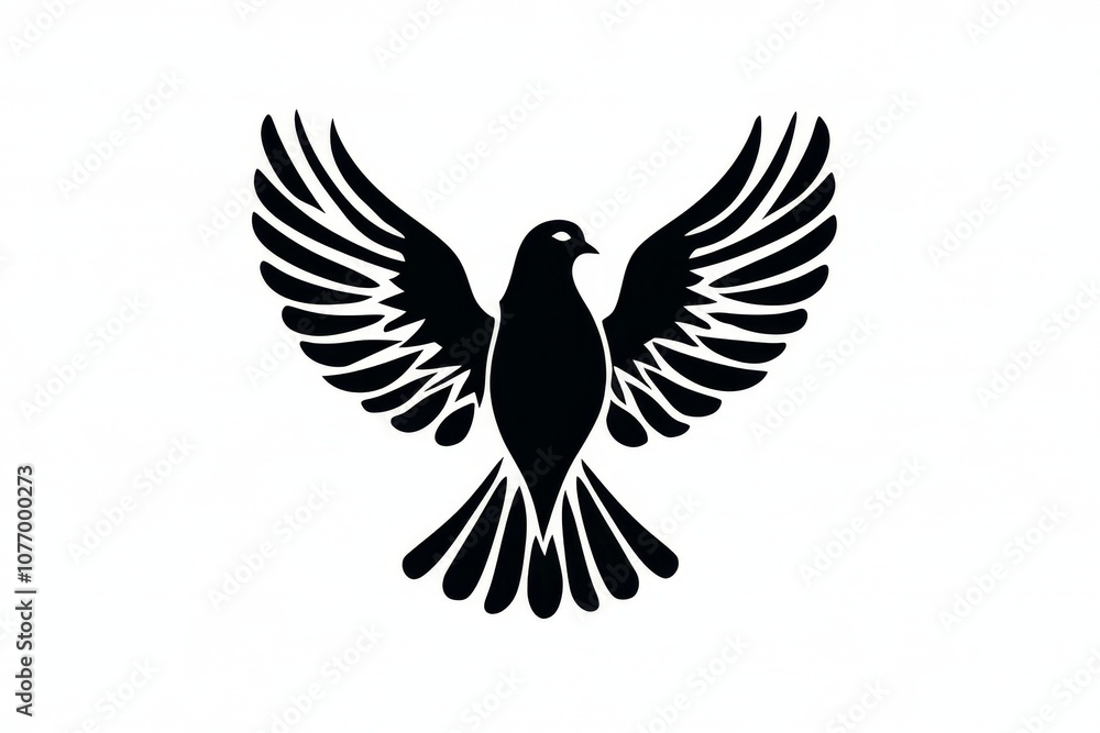 Obraz premium Minimalist silhouette of a bird in flight, representing freedom and the beauty of nature