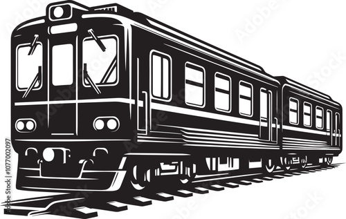 Modern train vehicle silhouette vector illustration isolated on a white background