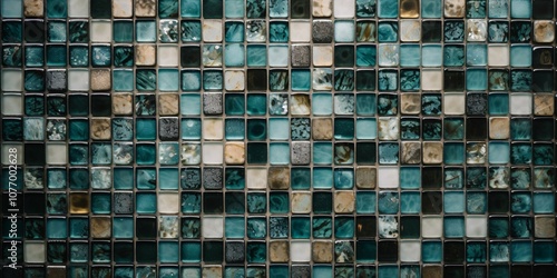 Blue and green mosaic tiles background