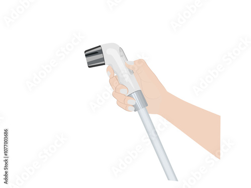 A bidet hose on a white background.