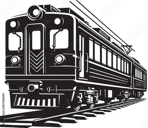 Modern train vehicle silhouette vector illustration isolated on a white background