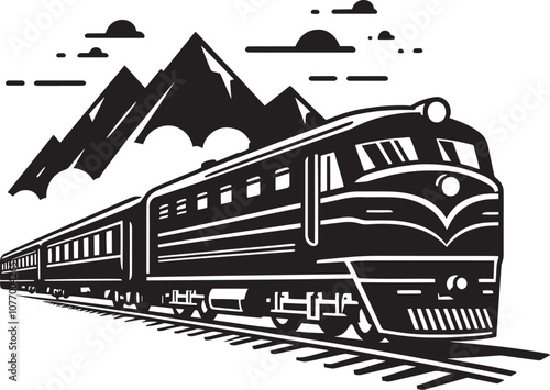 Modern train vehicle silhouette vector illustration isolated on a white background